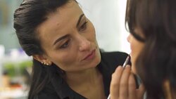 Beautiful young girl in a beauty salon Stock Footage