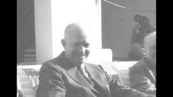 Profile of retiring PM Winston Churchill painting, copies of his book, with US President Eisenhower and Bernard Montgomery in the 1950s News Clip