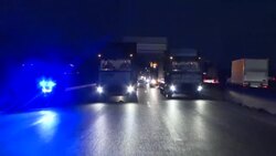 CLEAN : France's beverage wholesalers demonstrate on the motorway to slow down traffic News Clip
