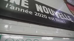 CLEAN : Bonne Nouvelle metro station in Paris marks the "good news" that "the year 2020 is over" News Clip