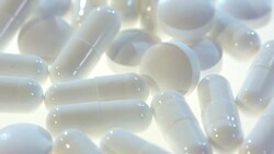 Pharmaceutical pills and tablets. Painkiller medicament. Medical tablets Stock Footage