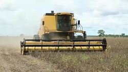 Tractor harvesting agriculture in 120fps slow-motion Stock Footage