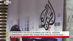 Commemoration held in Ramallah for Al Jazeera cameraman Samer Abudaqqa who was killed in Gaza News Clip