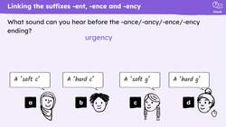 Spelling words with the suffixes -ence and -ency Instructional Video