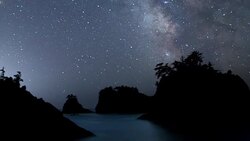 Milky Way Night Sky - Above the Sea Stack Islands on the Oregon Coast Stock Footage