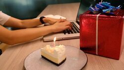 4K Timelapse : A Businesswoman busy on work at her birthday. No time to celebrate. Working hard concept Stock Footage