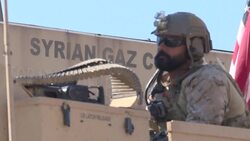 CLEAN : Syria: US military vehicles patrol near an oil well in Rumaylan News Clip