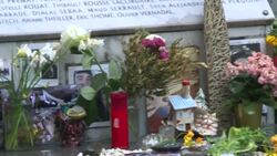 CLEAN : November 13 attacks trial: flowers placed at the stele in memory of the Bataclan's victims News Clip