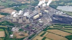 Aerials of Drax power station News Clip