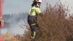 Spain wildfires burn vast land as temperatures drop but risks remain high News Clip