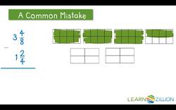 Subtracting Mixed Number Fractions with Different Denominators Using Area Models Instructional Video