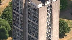 Aerial view of council estates and high-rise tower blocks in Brixton News Clip