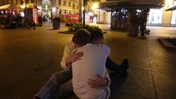 CLEAN : Two men hug for 24 hours during Zagreb Queer Festival News Clip