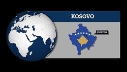 Earth Sphere Map and Kosovo Country Map with National Flag Stock Footage