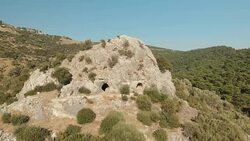 Ancient Caves in Homeros Valley, Izmir, Turkey Stock Footage
