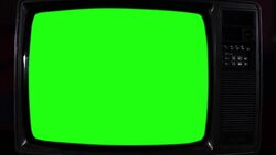 Old Tv With Green Screen. Close-Up. Stock Footage