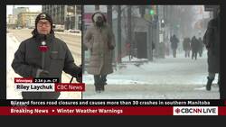 Blizzard forces road closures and causes more than 30 crashes in southern Manitoba News Clip