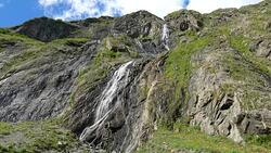 View waterfall scenes in mountains, national park Dombai, Caucasus, Russia Stock Footage