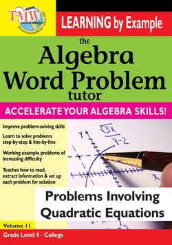 Algebra Word Problem Problems Involving Quadratic Equations Instructional Video
