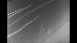 F-84 Gun Sight POV of strafing roads and firing on enemy airplanes in March of 1952 during Korean War News Clip