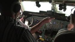 In the cockpit of a Russian plane steering Stock Footage