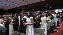 CLEAN : 50 couples get married in mass wedding ceremony in Brazil News Clip