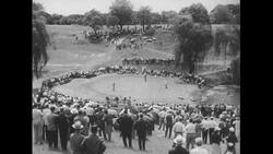 United States, 1950s: Ben Hogan and Byron Nelson shake hands Stock Footage