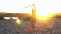 girl with Hoop in nature Stock Footage