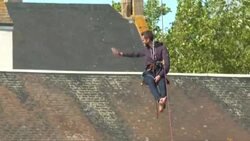 CLEAN : Tightrope world record attempt at France's Mont-Saint-Michel News Clip