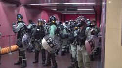 Riot police block Metro Subway entrance News Clip