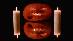 Pumpkin and candles. Halloween. Stock Footage