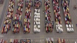 UK AERIALS - Felixstowe Port & container ships News Clip