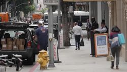 Busy Cross-Section of Streets in Downtown Los Angeles News Clip
