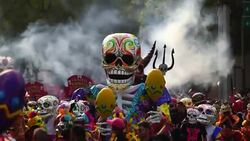 Parade of Day of the Dead in Mexico Stock Footage