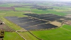 Aerials - British solar panel farm News Clip