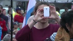 CLEAN : People crowd into St Peters Square for papal canonisation News Clip