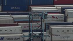 Views of Barcelona port, with shipping containers News Clip