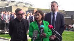 Mary Lou McDonald speaks to the media following a rally at Croke Park News Clip