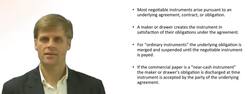 Negotiable Instrument Effect on Underlying Contract Instructional Video
