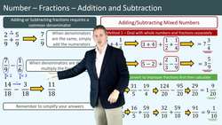 Adding and Subtracting Fractions: Common Denominators and Mixed Numbers Instructional Video