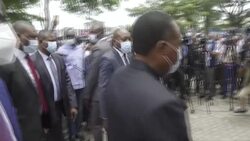 CLEAN : Supporters hail Congo President Nguesso after he votes in polls News Clip