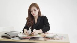 designer woman working on creative office Stock Footage