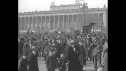 Parade in Berlin celebrating first anniversary of failure of Kapp Putsch followed by people leaving town to have good time in countryside News Clip