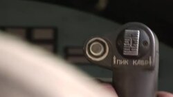 Closeup of Russian plane steering Stock Footage