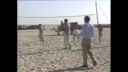 Dan Quayle playing volleyball with US Marines in Eastern Saudi Arabia News Clip