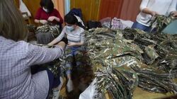 CLEAN : In Yerevan schools, parents and teachers make camouflage nets for soldiers on Karabakh frontline News Clip