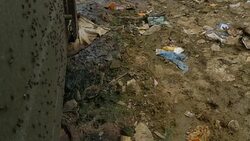 Sign Board on a garbage disposal area Stock Footage