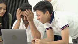 Business people meeting team feeling stress and disappointed together. Businessman and businesswoman sharing ideas together, middle east or transcontinental region centered on western asia. Stock Footage