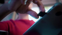 inserting into port on the side of a laptop Stock Footage