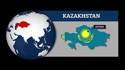 Earth Sphere Map and Kazakhstan Country Map with National Flag Stock Footage